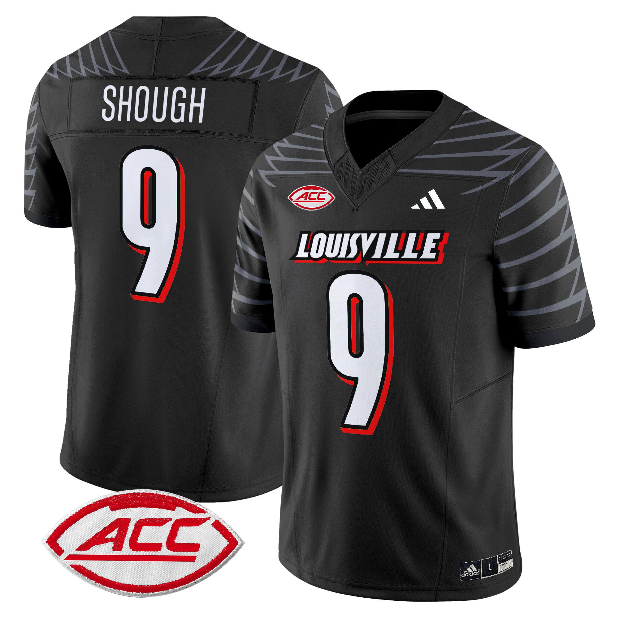 Men Louisville Cardinals 9 Shough Black 2024 Vapor Limited NCAA Jersey style 1